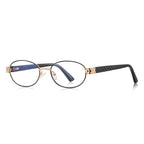 Filigree Metal Oval Blue Light Blocking Glasses in Black &amp; Gold