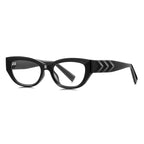 Chevron Temple Cat Eye Blue Light Blocking Glasses in Glossy Solid Black