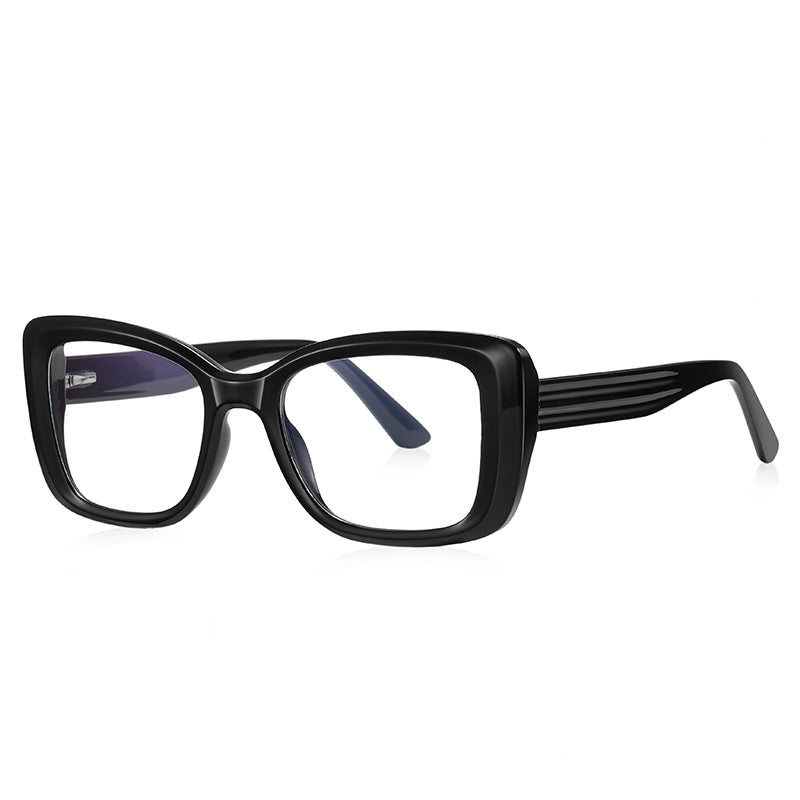 Grooved Temple Butterfly Blue Light Blocking Glasses in Glossy Black