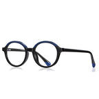 Two-Tone Brow Round Blue Light Blocking Glasses in Black & Navy Blue
