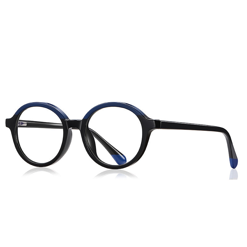 Two-Tone Brow Round Blue Light Blocking Glasses in Black & Navy Blue