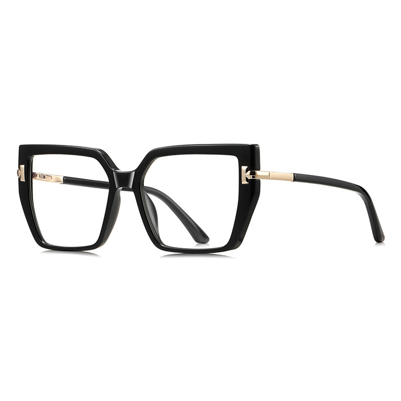 Butterfly Square Blue Light Blocking Glasses in Glossy Black & Gold