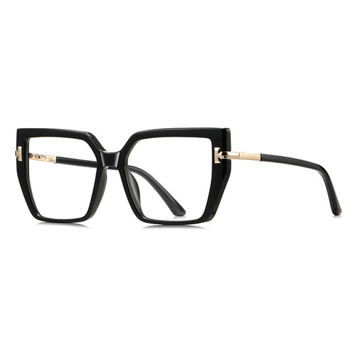 Butterfly Square Blue Light Blocking Glasses in Glossy Black & Gold