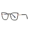 Segmented Temple Metal Square Blue Light Blocking Glasses in Black & Gold