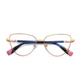 Colorblock Spliced Butterfly Blue Light Blocking Glasses in Black with Navy/Pink Temples