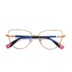 Colorblock Spliced Butterfly Blue Light Blocking Glasses in Black with Navy/Pink Temples