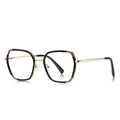 Corner Accent Square Blue Light Blocking Glasses in Black &amp; Gold with Burgundy Accents