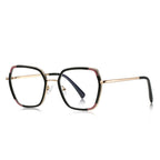 Corner Accent Square Blue Light Blocking Glasses in Black &amp; Gold with Burgundy Accents