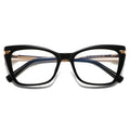 Dual Bar Cat Eye Blue Light Blocking Glasses in Glossy Solid Black