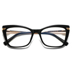 Dual Bar Cat Eye Blue Light Blocking Glasses in Glossy Solid Black