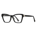 Pavé Hinge Cat Eye Blue Light Blocking Glasses in Glossy Black