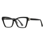 Pavé Hinge Cat Eye Blue Light Blocking Glasses in Glossy Black