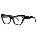 Two-Tone V-Brow Cat Eye Blue Light Blocking Glasses in Glossy Black