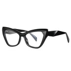 Two-Tone V-Brow Cat Eye Blue Light Blocking Glasses in Glossy Black