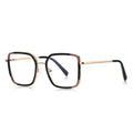 Colorblock Metal Square Blue Light Blocking Glasses in Gold, Black & Mauve