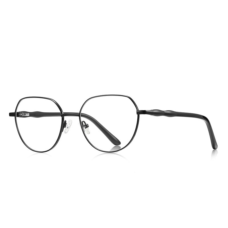 Bamboo Joint Geometric Round Blue Light Blocking Glasses in Matte Black with Black Bamboo Temples