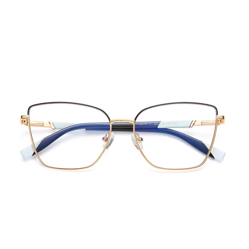 Spliced Temple Butterfly Blue Light Blocking Glasses in Black & Navy/Sky Blue