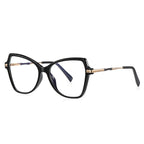 Double Bridge Butterfly Blue Light Blocking Glasses in Glossy Solid Black