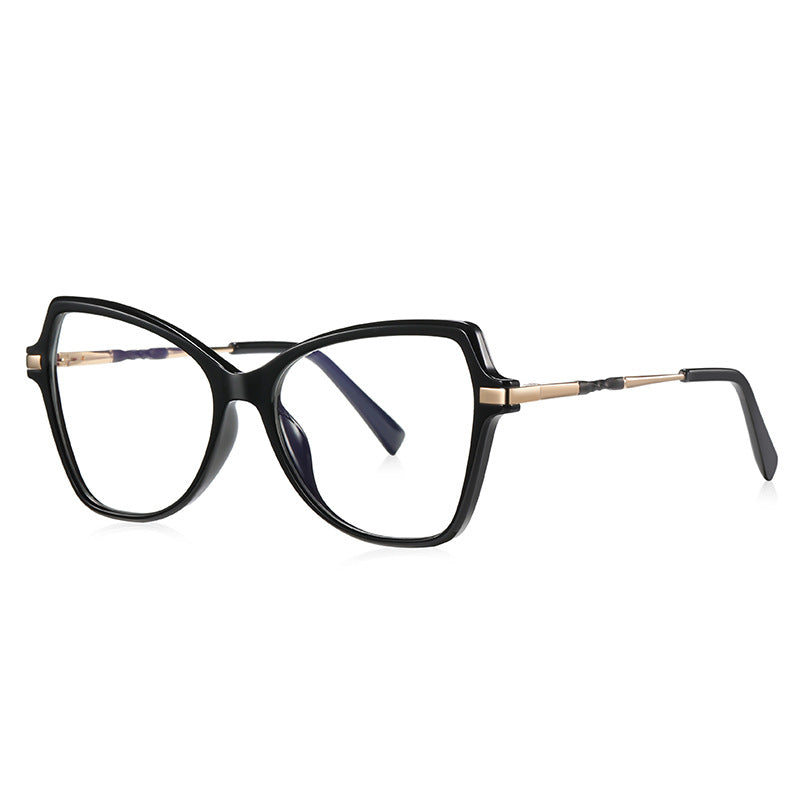 Double Bridge Butterfly Blue Light Blocking Glasses in Glossy Solid Black