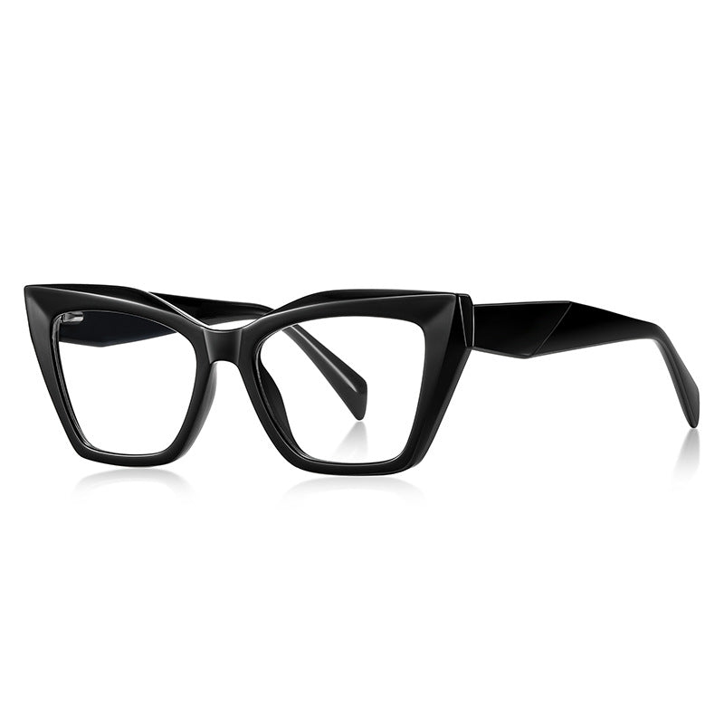 Faceted Cat Eye Blue Light Blocking Glasses in Glossy Black