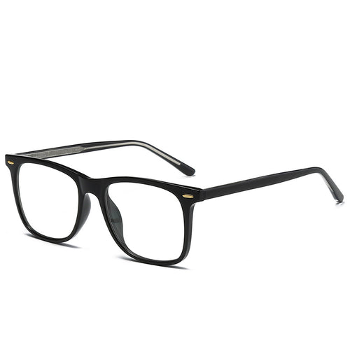 Classic Keyhole Square Blue Light Blocking Glasses in Glossy Black