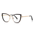 Double-Rim Cat Eye Blue Light Blocking Glasses in Black &amp; Gold