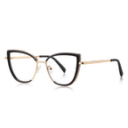 Double-Rim Cat Eye Blue Light Blocking Glasses in Black &amp; Gold