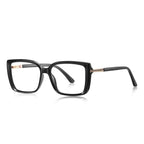 Gold Accent Square Blue Light Blocking Glasses in Glossy Black & Gold
