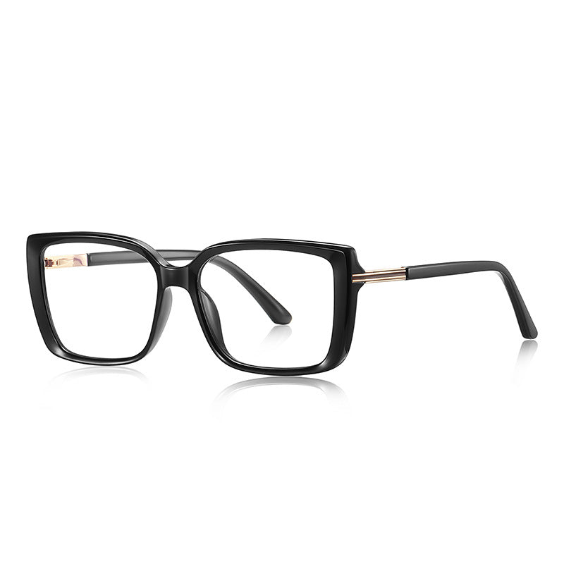 Gold Accent Square Blue Light Blocking Glasses in Glossy Black & Gold