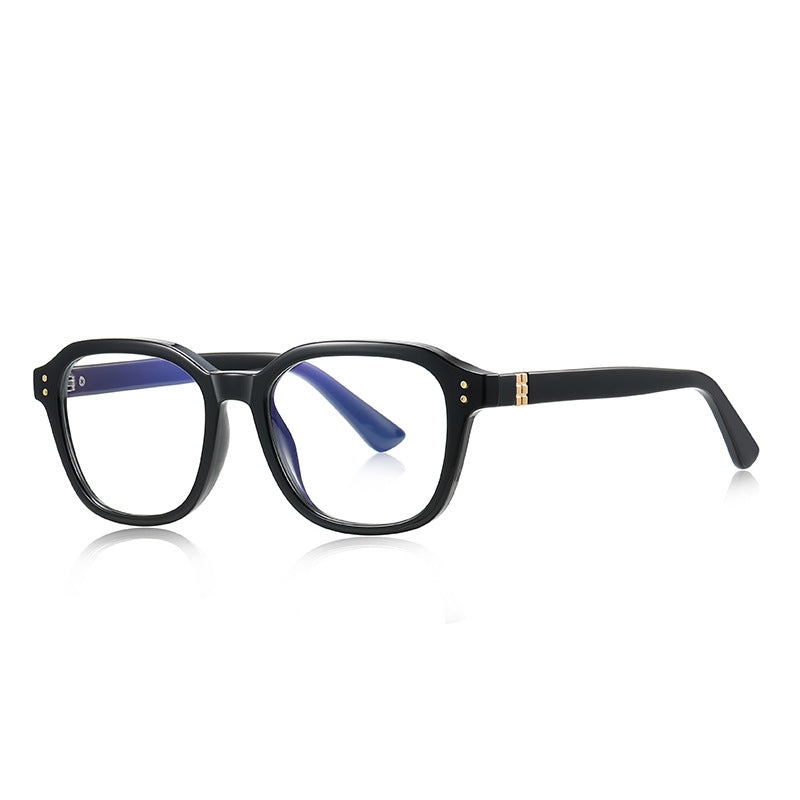 Double-Bar Hinge Square Blue Light Blocking Glasses in Glossy Black