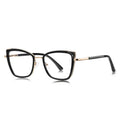 Pavé Corner Cat Eye Blue Light Blocking Glasses in Champagne Nude Crystal with Gold Bridge & Pavé Corners