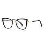 Pavé Corner Cat Eye Blue Light Blocking Glasses in Champagne Nude Crystal with Gold Bridge & Pavé Corners