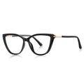 Barrel Hinge Cat Eye Blue Light Blocking Glasses in Glossy Black & Gold