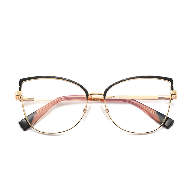 Bicolor Brow Butterfly Blue Light Blocking Glasses in Crimson Red & Blush Pink