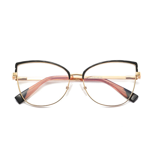 Bicolor Brow Butterfly Blue Light Blocking Glasses in Crimson Red & Blush Pink
