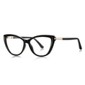T-Bar Cat Eye Blue Light Blocking Glasses in Glossy Black & Gold