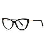 T-Bar Cat Eye Blue Light Blocking Glasses in Glossy Black & Gold