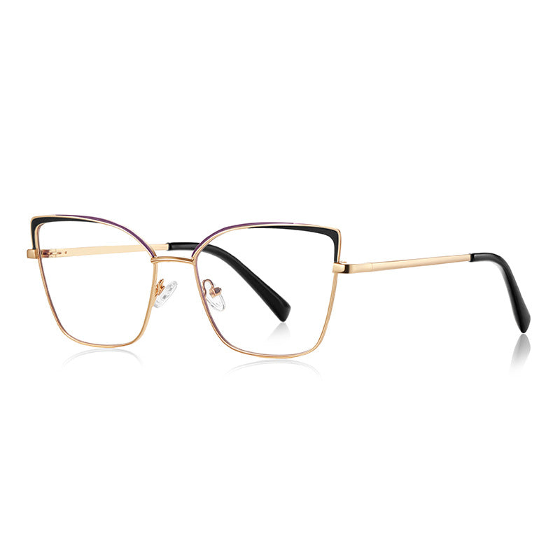 Enamel Brow Butterfly Blue Light Blocking Glasses in Gold & Black Enamel