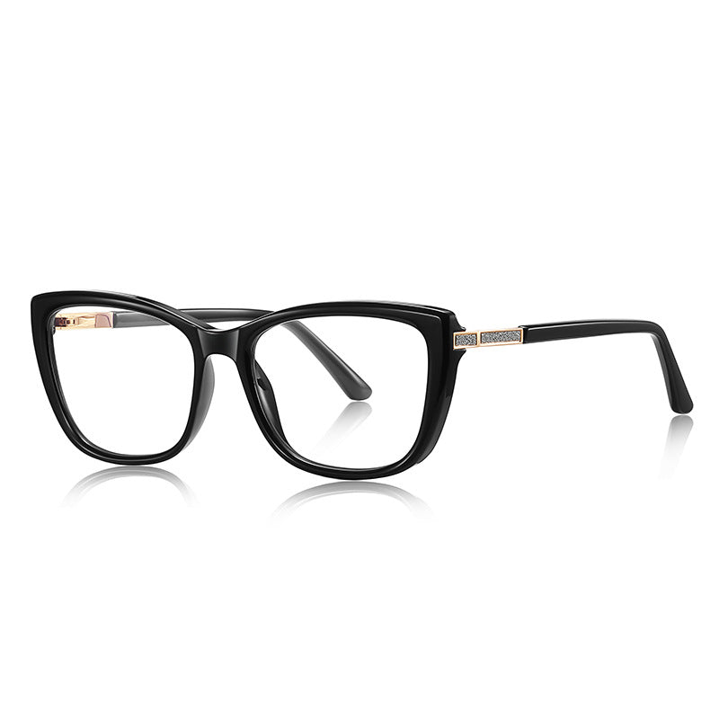Pavé Bar Square Blue Light Blocking Glasses in Glossy Solid Black