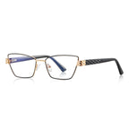 Vintage Metal Cat Eye Blue Light Blocking Glasses in Black &amp; Gold