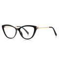 Baguette Crystal Cat Eye Blue Light Blocking Glasses in Glossy Solid Black