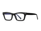 Dual Rivet Rectangle Blue Light Blocking Glasses in Glossy Black