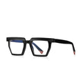 Chunky Acetate Square Beveled Rim Blue Light Blocking Glasses in Glossy Black