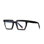 Chunky Acetate Square Beveled Rim Blue Light Blocking Glasses in Glossy Black