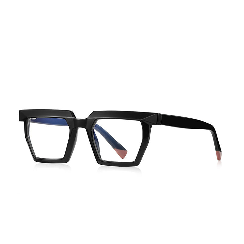 Chunky Acetate Square Beveled Rim Blue Light Blocking Glasses in Glossy Black
