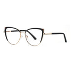 Colorblock Wingtip Cat Eye Blue Light Blocking Glasses in Black & Crimson Pink