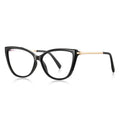 Gold Temple Butterfly Cat Eye Blue Light Blocking Glasses in Glossy Black & Gold