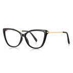 Gold Temple Butterfly Cat Eye Blue Light Blocking Glasses in Glossy Black & Gold