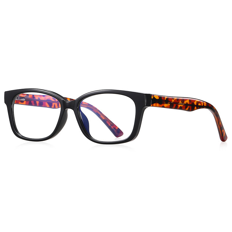 Contrast Temple Square Blue Light Blocking Glasses in Black with Tortoiseshell Temples