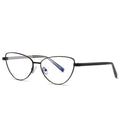 Crystal Browbar Metal Cat Eye Blue Light Blocking Glasses in Matte Black Silver